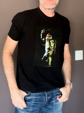 Supreme Black Graphic Tee with Ninja Turtles Print